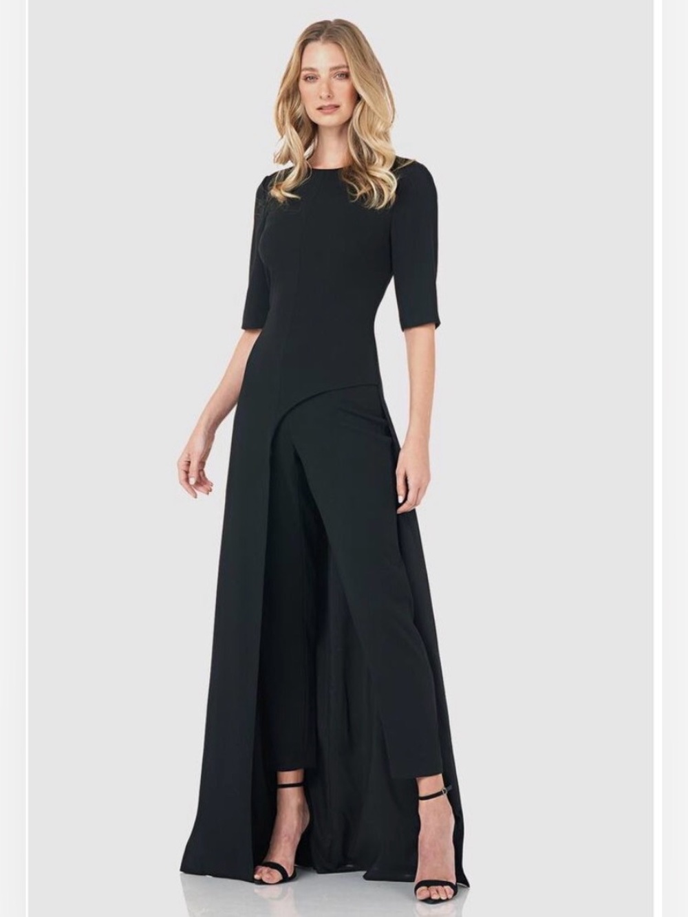 NWT Kay Unger Davina Black Walk Through Jumpsuit, Size 10